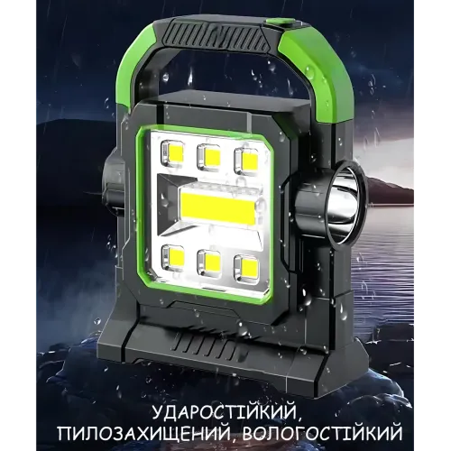 Ліхтарик HC-7078B із сонячною панеллю 20W, COB+LED, 3000 лм, акумулятор 2500 мА·год, Power Bank, USB, IP44, кемпінговий - фото 8