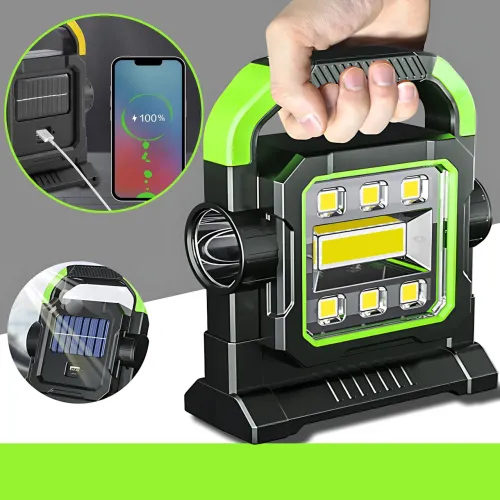 Ліхтарик HC-7078B із сонячною панеллю 20W, COB+LED, 3000 лм, акумулятор 2500 мА·год, Power Bank, USB, IP44, кемпінговий