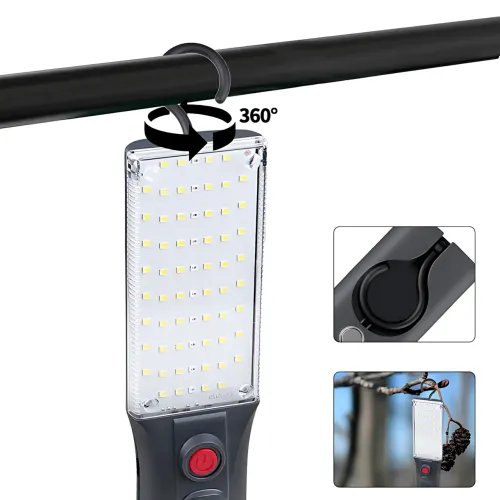 Фонарик светодиодный TORCH ZJ-1258 с магнитом и крюком, 1000 лм, COB LED, USB-зарядка, 5 режимов, встроенный аккумулятор, черный - фото 4