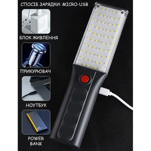 Фонарик светодиодный TORCH ZJ-1258 с магнитом и крюком, 1000 лм, COB LED, USB-зарядка, 5 режимов, встроенный аккумулятор, черный - фото 7