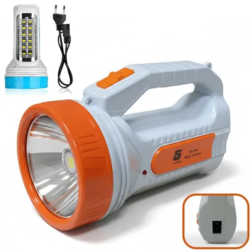 Фонарик аккумуляторный TORCH SG-1983, 800 лм, 2 режима, COB + SMD LED, 1200 мАч, 220V, боковая лампа, индикатор заряда Белый с голубым - фото 7