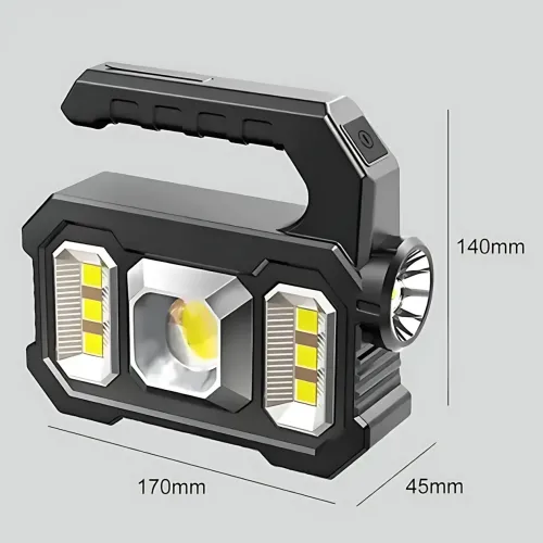 Ручной аккумуляторный фонарь TORCH KJ-208T с солнечной панелью, 6 режимов, COB+SMD LED, Power Bank, дальность 300м, USB и AA/18650 - фото 8