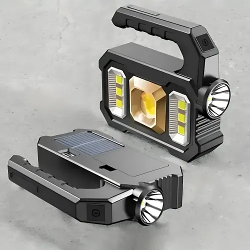Ручной аккумуляторный фонарь TORCH KJ-208T с солнечной панелью, 6 режимов, COB+SMD LED, Power Bank, дальность 300м, USB и AA/18650 - фото 2