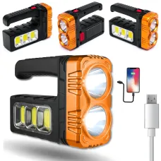 Фонарик аккумуляторный TORCH BL-7702B-COB с солнечной панелью, USB-зарядкой и Power Bank, 1000 лм, 2 режима, боковая COB-лампа