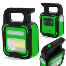 Аккумуляторный фонарь Bailong BL-925 Torch + Solar, COB+LED, Power Bank, солнечная панель, USB, влагозащищённый Черно-зеленый