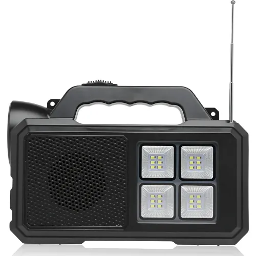 Туристический ручной фонарь GD-8077FM Solar с солнечной батареей, Power Bank 4000 мАч, FM-радио, 2 LED-лампы 3 Вт, USB-выход - фото 4