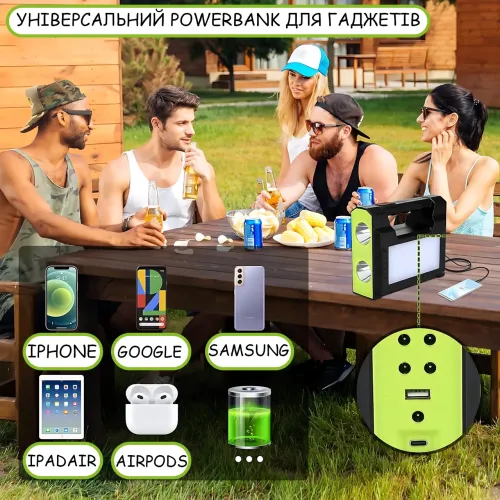 Зарядная станция GD Super GD-C7 с солнечной панелью 3,5 Вт, 30 Вт LED, Power Bank 4000 мАч, 3 LED-лампы, USB, автономная система - фото 6
