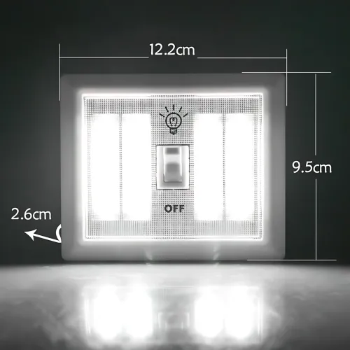 Світильник бездротовий Light Switch HY-604 з тумблером, COB LED, магнітне кріплення, 9 Вт, на батарейках AAA, переносний, білий - фото 10