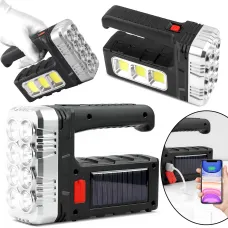 Фонарик аккумуляторный 7701A-COB на солнечной батарее, XPE + COB LED, 3 режима, Power Bank, USB / 220 В