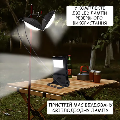Портативная солнечная зарядная станция GDLITE / GDTimes GD-07A 30W, Power Bank 3000 мАч, солнечная панель 6V 3.8W, LED фонарь + 2 - фото 7
