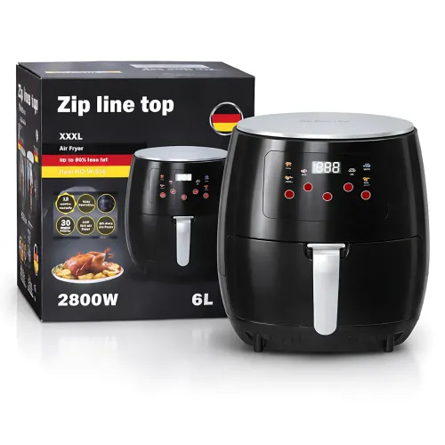 Аэрофритюрница Zip Line TOP W-500 6 л, 2800 Вт, сенсорное управление, LED-дисплей, таймер 30 мин, терморегулятор, черный - фото 6