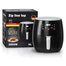 Аэрофритюрница Zip Line TOP W-500 6 л, 2800 Вт, сенсорное управление, LED-дисплей, таймер 30 мин, терморегулятор, черный