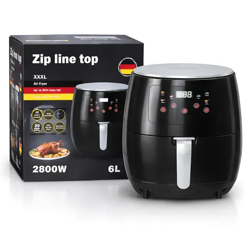 Аэрофритюрница Zip Line TOP W-500 6 л, 2800 Вт, сенсорное управление, LED-дисплей, таймер 30 мин, терморегулятор, черный
