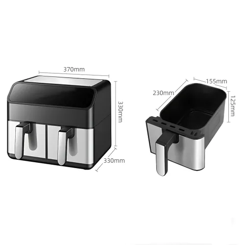 Аэрофритюрница DOMOTEC MS-3226 13 л, 4800 Вт, двойная корзина, сенсорное управление, Air Fryer 360°, без масла, цифровой дисплей - фото 10