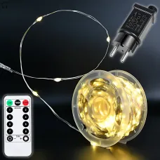 Светодиодная гирлянда-нить, 400 LED, теплый желтый цвет, прозрачный провод, от сети 220В, с пультом ДУ, для дома/улиц, 100 метров
