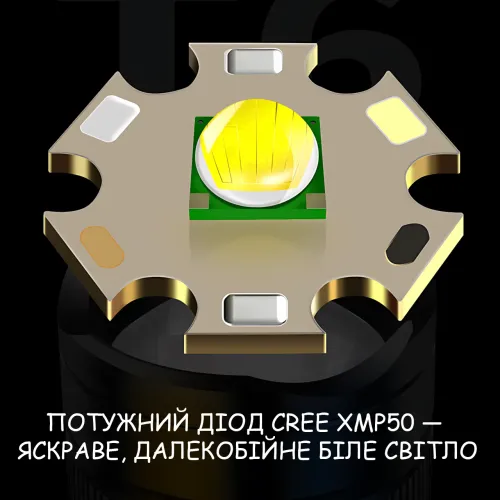 Тактический LED фонарь Bailong BL-A91-P50, Cree XMP50, Zoom, 3 режима, USB-зарядка microUSB, аккумулятор 18650, влагозащищённый - фото 5