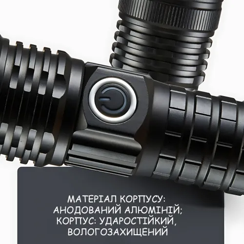 Тактический LED фонарь Bailong BL-A91-P50, Cree XMP50, Zoom, 3 режима, USB-зарядка microUSB, аккумулятор 18650, влагозащищённый - фото 3