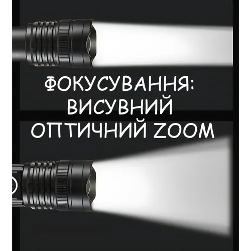 Тактический LED фонарь Bailong BL-A91-P50, Cree XMP50, Zoom, 3 режима, USB-зарядка microUSB, аккумулятор 18650, влагозащищённый - фото 4