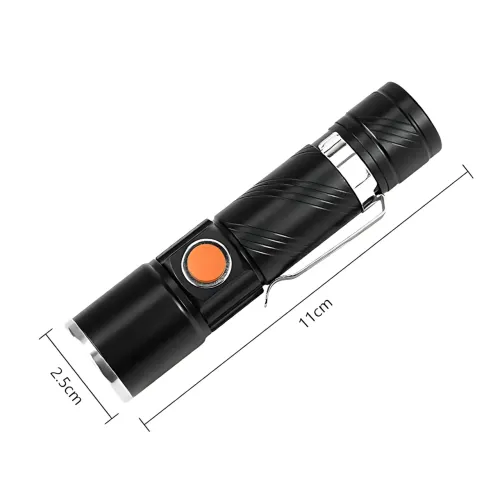 Аккумуляторный LED фонарь Bailong BL-616-T6, XM-L T6, 500 лм, 3 режима, USB-зарядка, влагозащищённый, металлический корпус, клипса - фото 9