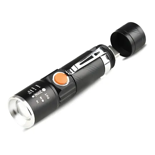 Аккумуляторный LED фонарь Bailong BL-616-T6, XM-L T6, 500 лм, 3 режима, USB-зарядка, влагозащищённый, металлический корпус, клипса - фото 2