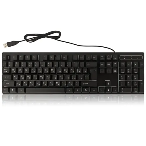 Клавиатура проводная профессиональная KR 6300 с подсветкой, USB, украинская + английская раскладка, 104 клавиши, усиленный кабель - фото 8