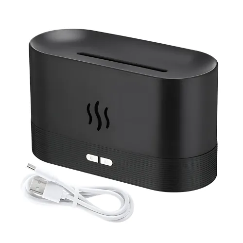 Увлажнитель воздуха с эффектом пламени Flame Aroma Diffuser 180 мл, ультразвуковой аромадифузор-камин, RGB-подсветка, ночник, USB - фото 9
