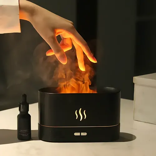 Увлажнитель воздуха с эффектом пламени Flame Aroma Diffuser 180 мл, ультразвуковой аромадифузор-камин, RGB-подсветка, ночник, USB - фото 10