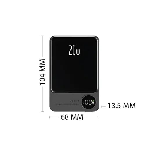 Power Bank Q9 MagSafe 5000 mAh 20W с беспроводной зарядкой Qi 15W, PD Type-C, дисплей, ультратонкий 12 мм, магнитный павербанк Зеленый - фото 10