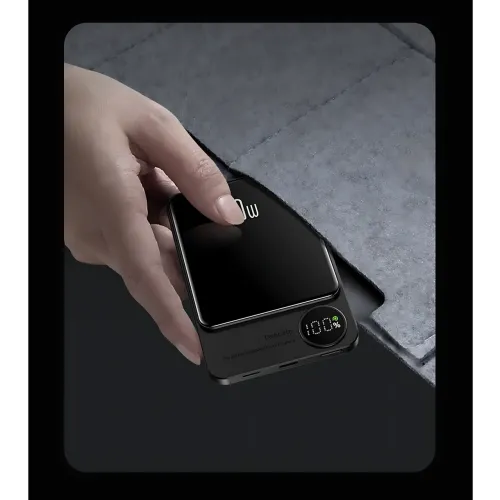 Power Bank Q9 MagSafe 5000 mAh 20W с беспроводной зарядкой Qi 15W, PD Type-C, дисплей, ультратонкий 12 мм, магнитный павербанк Зеленый - фото 9