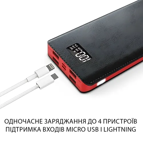 Power Bank 50000 mAh M9 LCD (реальная ёмкость 8400 mAh), 4×USB, microUSB + Lightning, LED-фонарик, внешний аккумулятор - фото 6