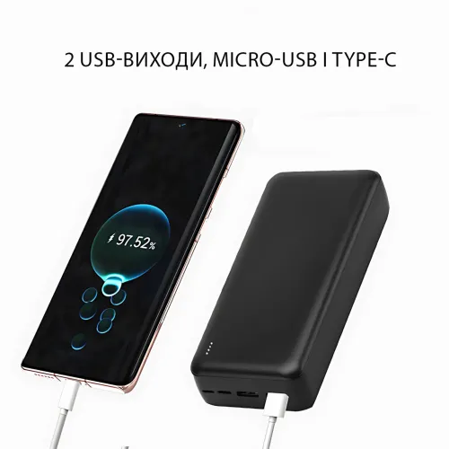 Power Bank AND J38B 50000 мАч, внешний аккумулятор, 2×USB, Type-C + Micro-USB, быстрая зарядка, LED-индикация - фото 8