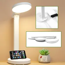 Настільна лампа BL 3201, з акумулятором, 28 LED, 3 режими світіння, сенсорне керування, USB-заряджання, тримач для телефона