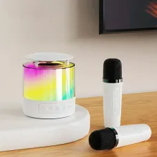 Портативная караоке-система K19 с 2 беспроводными микрофонами, Bluetooth 5.3, RGB LED-подсветка, USB/TF/AUX, 6 Вт, аккумулятор