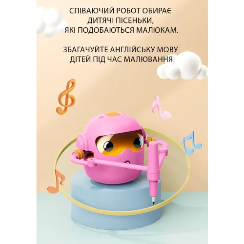 Интерактивный робот-художник для детей, умный робот для рисования с ИИ, 100 обучающих карточек, USB-зарядка, розовый - фото 6