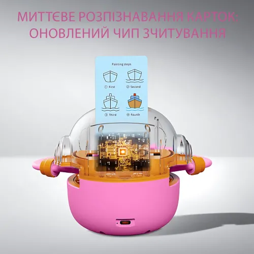 Интерактивный робот-художник для детей, умный робот для рисования с ИИ, 100 обучающих карточек, USB-зарядка, розовый - фото 7