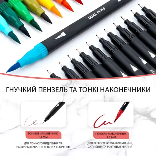 Набор двусторонних акварельных маркеров Color Pencil CD, 60 цветов, маркеры-кисть и широкий наконечник, для скетчинга и рисования - фото 8