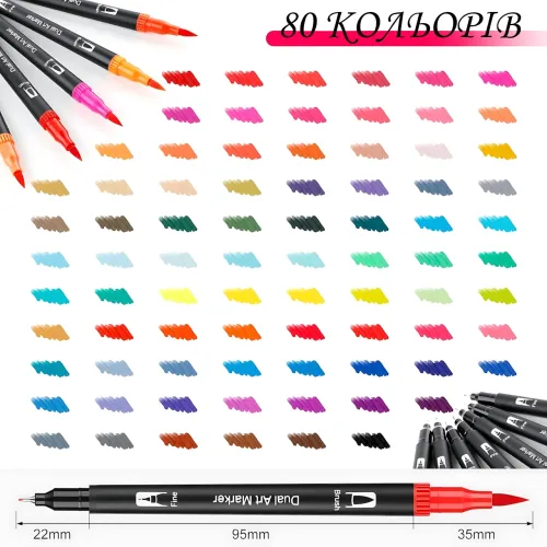 Набір двосторонніх акварельних маркерів NEW Color Pencil CD, маркери для скетчингу, малювання, 80 кольорів, у сумці - фото 8