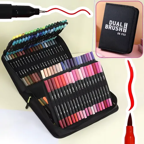 Набір двосторонніх акварельних маркерів NEW Color Pencil CD, маркери для скетчингу, малювання, 80 кольорів, у сумці