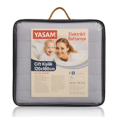Электропростынь полуторная YASAM, 2 режима, до 47°C, байка, 120х160 см, серый