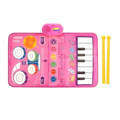 Развивающий музыкальный коврик 2-в-1 Musical Play Mat, пианино + барабаны, 80×50 см, запись и воспроизведение - фото 2