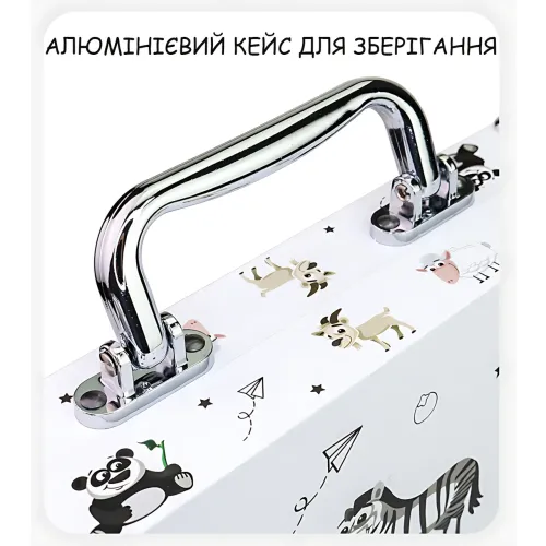 Набор для творчества и рисования 001 в алюминиевом чемодане, 68 предметов, кейс-мольберт 30×25×2,5 см, художественный набор - фото 2