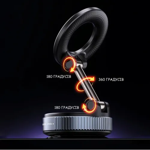Автомобильный магнитный держатель JoyPro Magnetic Holder 360°, автодержатель MagSafe с вакуумной присоской, 16 магнитов N52, 360° - фото 9