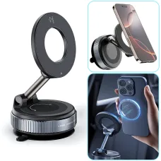 Автомобильный магнитный держатель JoyPro Magnetic Holder 360°, автодержатель MagSafe с вакуумной присоской, 16 магнитов N52, 360°