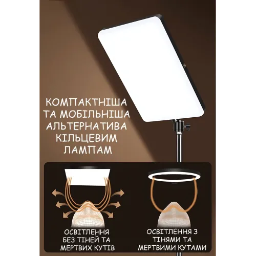 Прямоугольный LED видеосвет PL-26, студийная USB лампа для фото и видео с держателем 3D, 23×16 см - фото 7