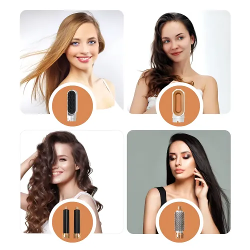 Фен-щетка мультистайлер Hot Air Styler 5 в 1 с ионизацией, 5 насадок, 3 температурных режима, 1000 Вт, кейс для хранения и поездок - фото 8