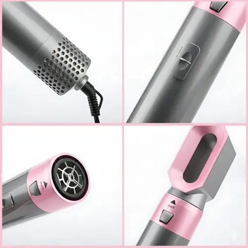 Фен-щетка мультистайлер Hot Air Styler 5 в 1 с ионизацией, 5 насадок, 3 температурных режима, 1000 Вт, кейс для хранения и поездок - фото 4