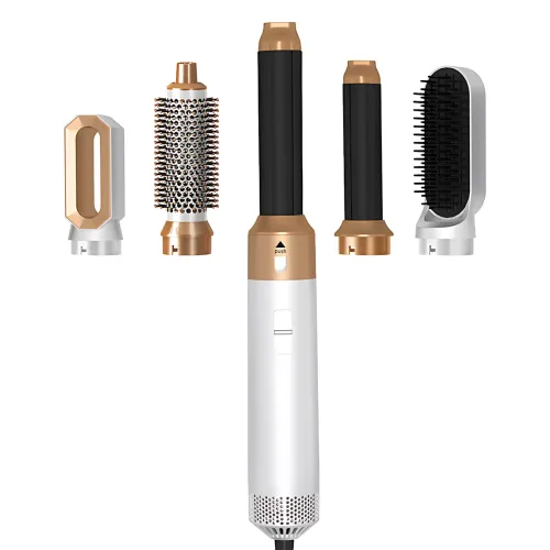 Фен-щетка мультистайлер Hot Air Styler 5 в 1 с ионизацией, 5 насадок, 3 температурных режима, 1000 Вт, кейс для хранения и поездок Белый - фото 2