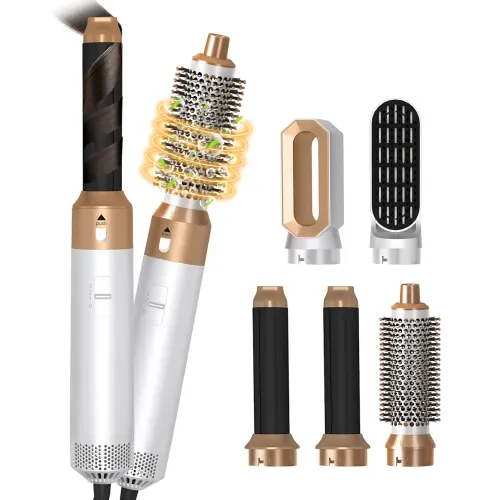 Фен-щетка мультистайлер Hot Air Styler 5 в 1 с ионизацией, 5 насадок, 3 температурных режима, 1000 Вт, кейс для хранения и поездок Белый - фото 7