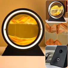 3D светодиодная настольная лампа-картина Bedee «Движущийся песок», 360°, LED ночник, USB/2AA, стекло, 24 см