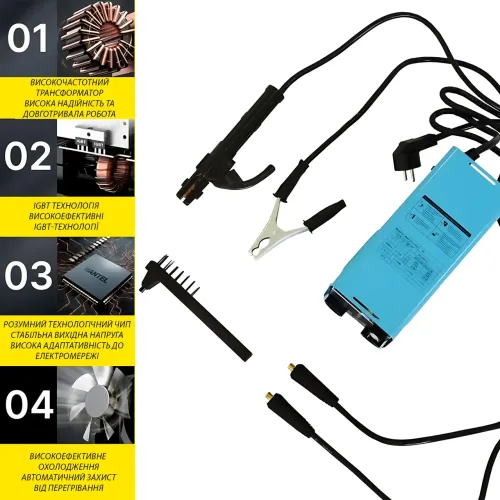 Сварочный инвертор Vollyx VOL-MM-300, 220В, 20–300А, IGBT, цифровой дисплей, Hot Start, Anti-Stick, MMA, комплект с маской - фото 5